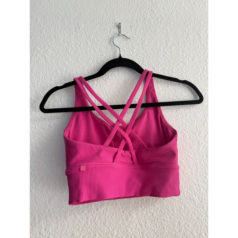 Lululemon Ribbed Longline Energy Bra Hot Pink Size 6 - Picture 4 of 5